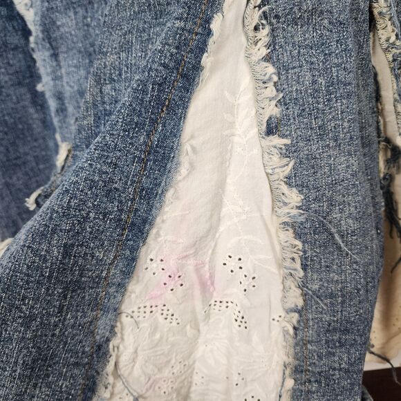 Mariposa Jeans Y2K Pleated Lace Denim Midi Skirt Size Medium - Picture 9 of 13